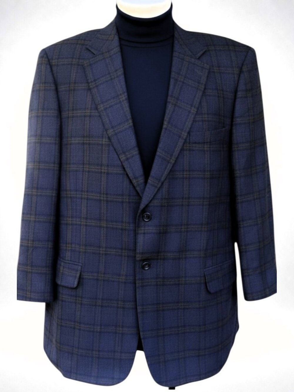Irvine Park 48S Navy Windowpane Lambswool Cashmere Blend Blazer Sport Coat